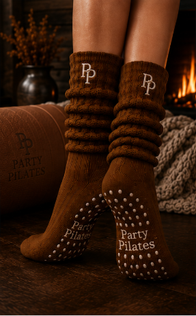 Studio Slouch™ Grip Socks — Chestnut | Party Pilates