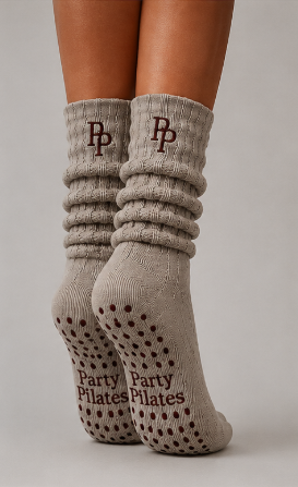Studio Slouch™ Grip Socks — Stone | Party Pilates