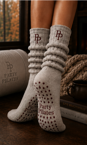 Studio Slouch™ Grip Socks — Stone | Party Pilates