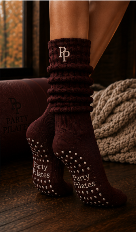 Studio Slouch™ Grip Socks — Oxblood